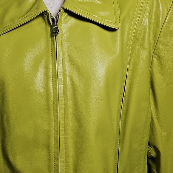 Worthington Citrus Green Classic Leather Zip up Jacket Size 1x - Picture 11 of 11
